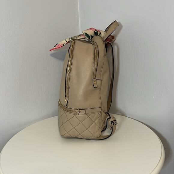 Michael Kors RheaTan Quilted Backpack Gold Hardware with Twilly EUC main image 7